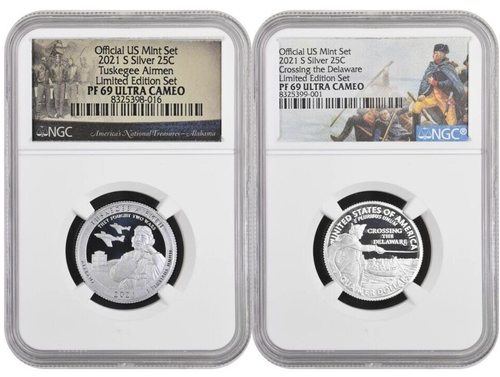 2021 S Silver Quarters Set 25C CROSSING & TUSKEGEE Limited Edition NGC PF69 UC