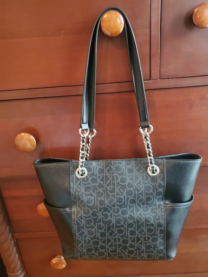 Calvin Klein black purse leather with silver hardware | eBay