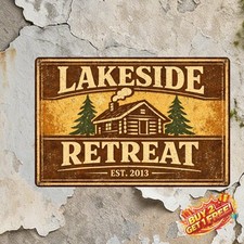 Personalized Cabin Name Metal Tin Sign Vintage Plaque 8x12