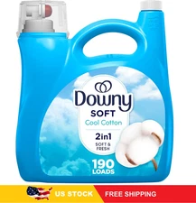 Downy Soft 2-in-1 Soft Fabric Softener Liquid, Cool Cotton, 140 fl oz,190 Loads