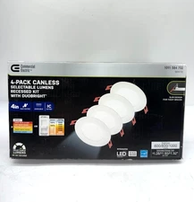 (4-Pk) Commercial Electric DuoBright LED Ultra Slim Canless Recessed Light 4"