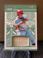2025 Leaf Lumber Johnny Bench /4 game used Bat Relic. Reds