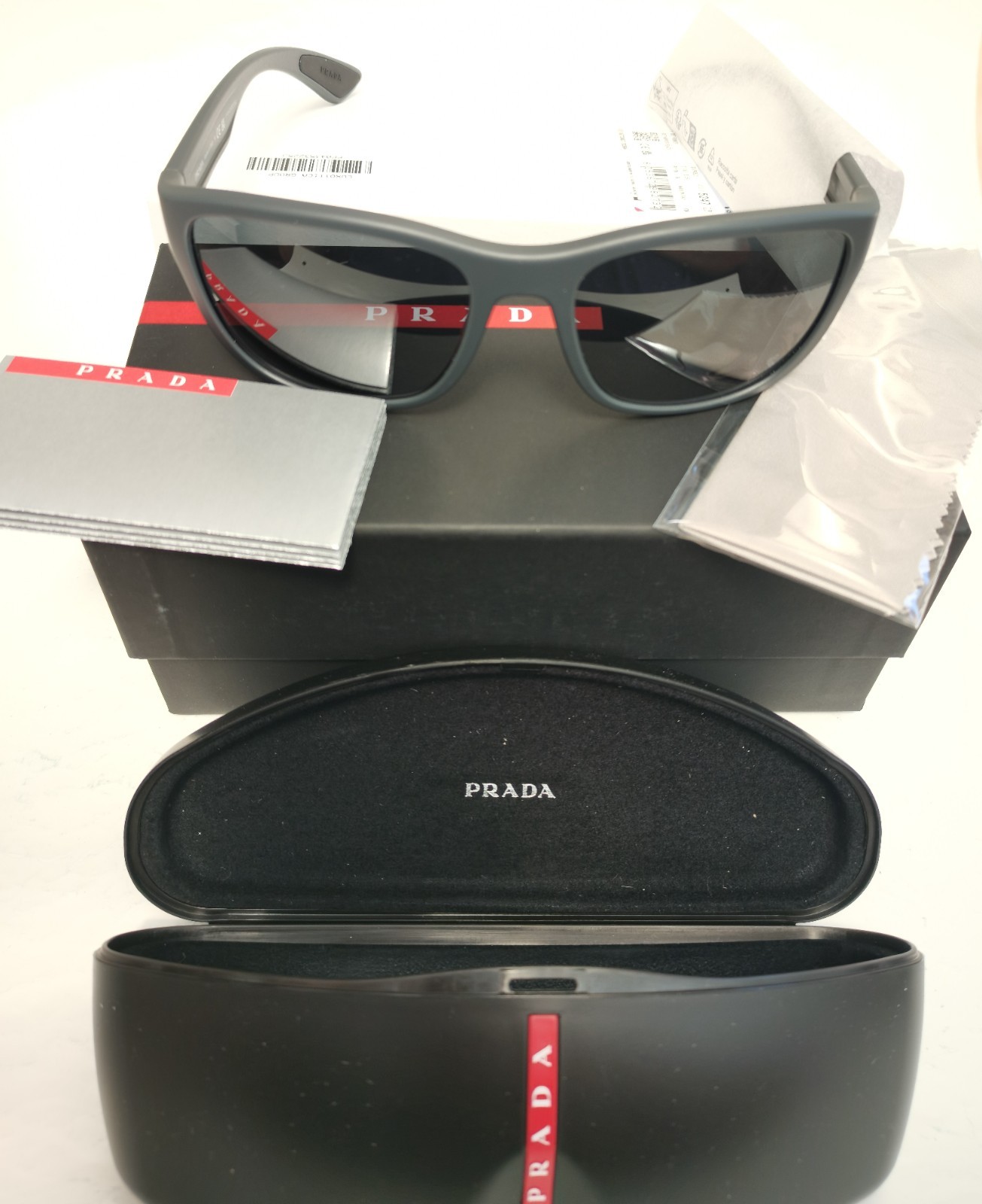 NIB PRADA LINEA ROSSA ITALY PS01US UFK5L0 GREY RUBBER/GREY MIRROR 59[]19 145 3N