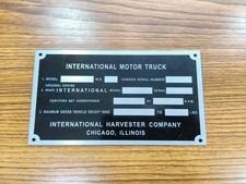 Data Plate Fits To International Harvester R-series Truck 1953 V507-9
