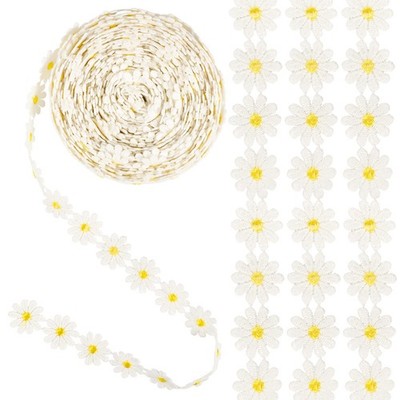 QXUJI 10 Yards Daisy Decorating Lace Trims, Daisy Sunflower Ribbon, for Sewin...