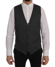 DOLCE & GABBANA STAFF Vest Waistcoat Gray Cotton Striped IT50/US40/L RRP $360