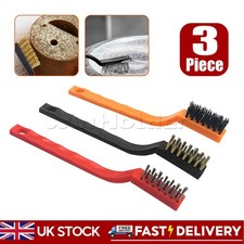 SMALL WIRE BRUSH SET 3 PIECE BRUSHES STEEL BRASS NYLON METAL RUST PAINT REMOVER