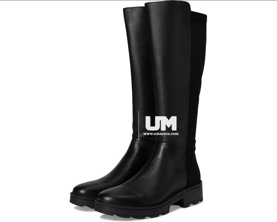 SAOLA Stivali al ginocchio uomo neri vera pelle stile biker pannello elasticizzato suola pesante