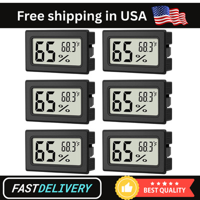 6 Pack Digital Cigar Humidor Hygrometer Thermometer Temperature Gauge Meter LED
