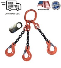 3/8" G100 Chain Sling 3-Leg 10ft Clevis Sling Hook w/Latch TOS Made in USA