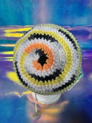 Handmade Crochet Tri-Colored Spiral Bucket Hat Striped One Size Lightweight