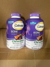 2-pack Caltrate Chewables 600+D3 Plus Minerals Calcium Vitamin D 155ct, 03/2026