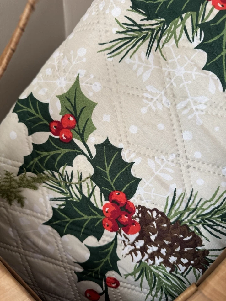 Edredón acolchado Martha Stewart Christmas Queen rojo verde blanco algodón Foto 2 de 4