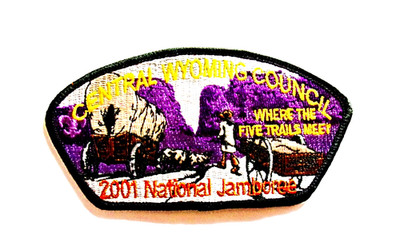 Central Wyoming Council Five Trails Meet  2001 Jamboree Black Thread BSA Patch