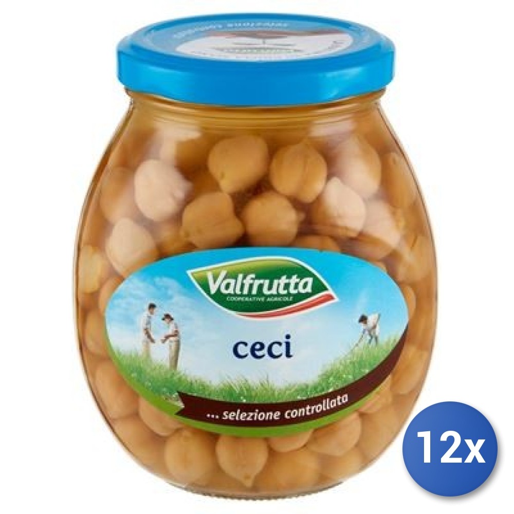 12X Multipack Chickpeas Valfrutta Glass 370 G