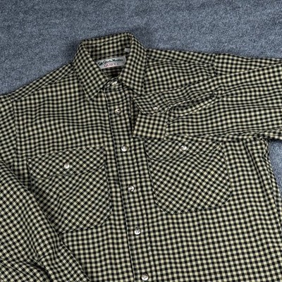 Vintage Gander Mountain Quiet+ Mens Shirt M Tall LS Gingham Plaid Button Up USA