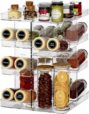 Revolving Spice Rack Organizer for Cabinet, DIY Adjustable 8 Tier Clear Rotating