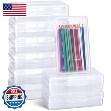 Fainne 24 Pack Clear Plastic Pencil Boxes Large Stackable Organizer