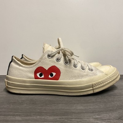 Converse X Comme Des Garcons PLAY Cream / White Canvas Sneaker Men 6 / Women 8