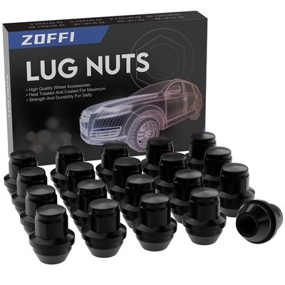 Zoffi M12 x 1,5 einteilig schwarz OEM Factory Style große Eichelsitz Radmuttern für