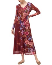 Johnny Was V-Neck Mesh Midi Dress Women's