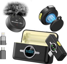 Wireless Lavalier Microphone for iPhone/Android, Professional Black New