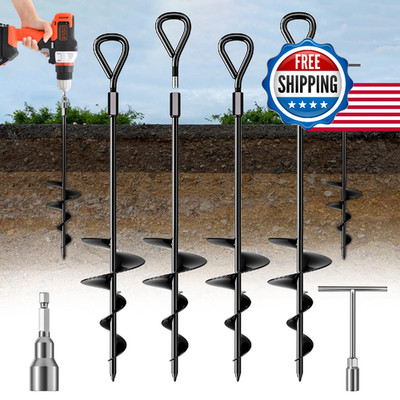 18'' Heavy Duty Screw-In Ground Anchors Kit w/ T-Handle Hex Wrench