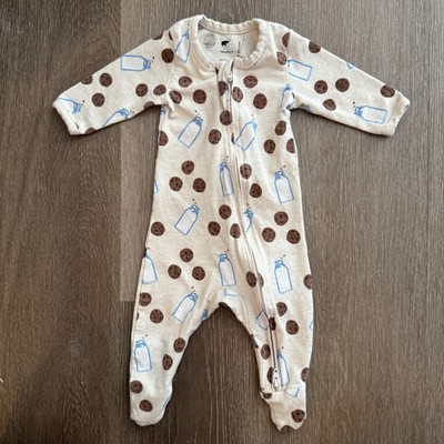 Monica + Andy Footed Sleeper Unisex Newborn Milk and Cookies Organic Cotton