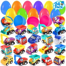 Prefilled Easter Eggs with Toys Inside, 24 Pack Pull Back Cars Easter Eggs wi...