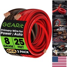 Versatile 25ft 8 Gauge Wire for Power Ground - CCA Cable for All Automotives