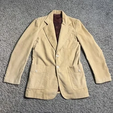 Jeans West Tan Corduroy Blazer Jacket Coat Mens Size 40 Vintage Classic Style