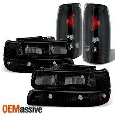 Fit 99-02 Silverado 1500 2500hd 3500 Black Smoke Headlightsbumpertail Lamps