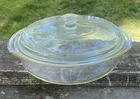 Vintage PYREX 221/21 cm Casserole Dish with #10 Lid Clear Round Handles
