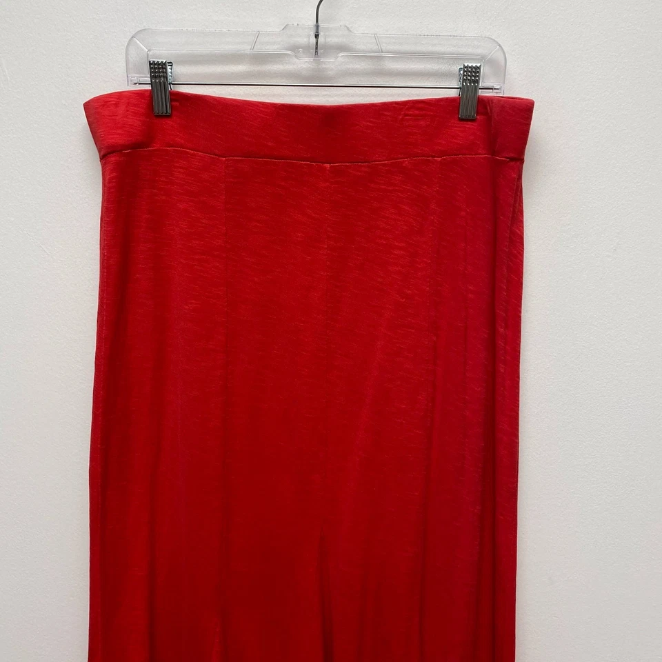 Maxi falda acampanada Tommy Bahama roja de algodón liso cintura elástica M Foto 2 de 4