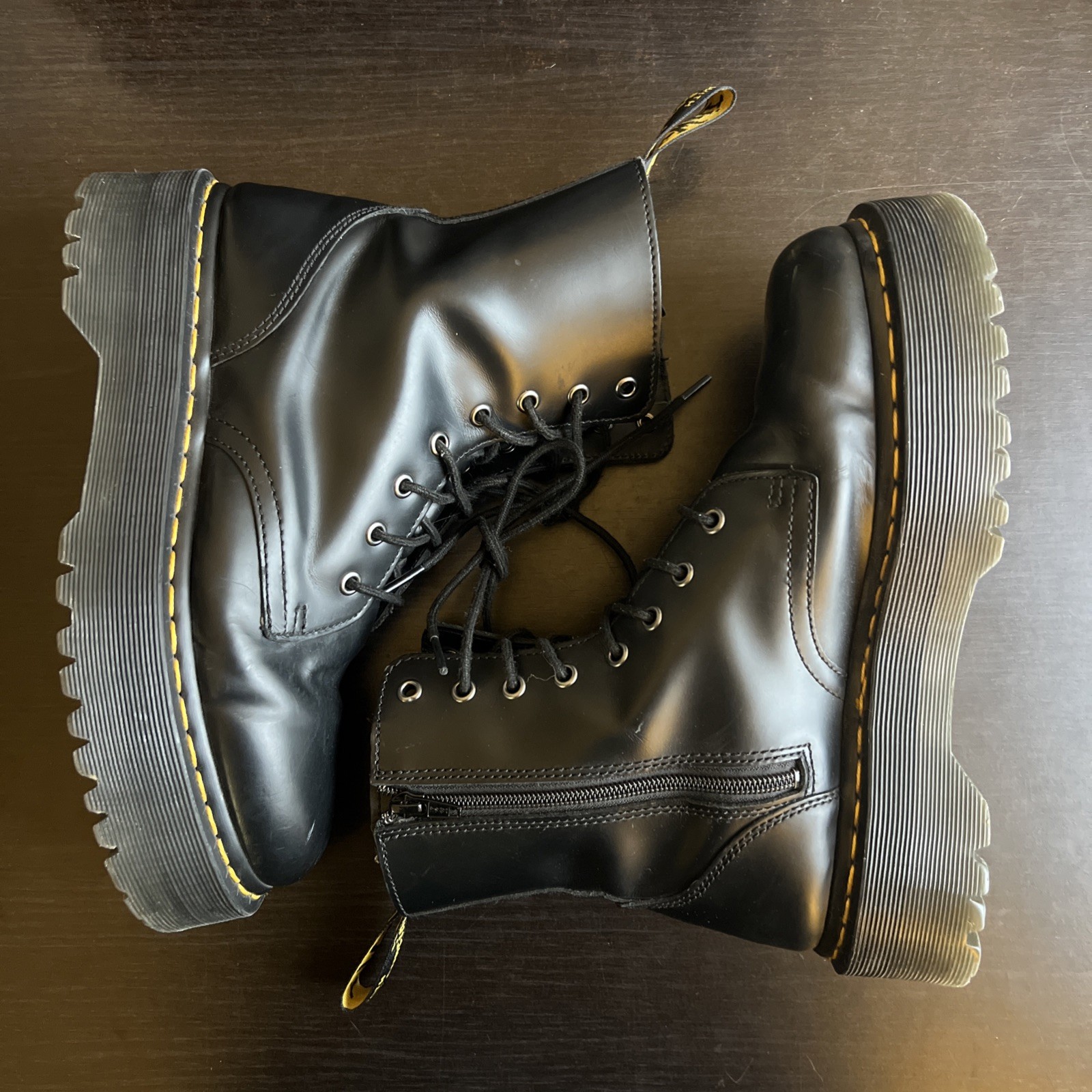 Doc Martens Jadon US Mens 9 Womens 10.5 Black Leather Platform Combat Boots thumbnail 2