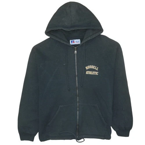 Russell Athletic Women's Black Full Zip Hoodie L Fleece Cotton