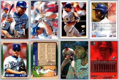 Eric Karros 4 Card Lot - Rookie RC Los Angeles Dodgers Oakland Athletics A's 