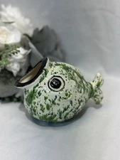 Fish Sponge Scrubbie Holder Vase Unique Pottery Planter Succulent Holder Green