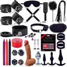 30PCS Sex Toy BDSM Kit Bondage Restraint Set w/Handcuff Anal Toy Couple Sex Game