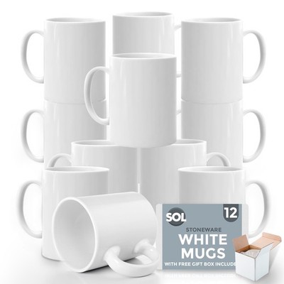 12-48pk Plain WHITE Mugs 11oz Large Coffee Tea Set of Blank Bulk Cups +  Boxes | eBay