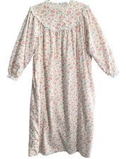 LANZ of SALZBURG Women Long Flannel Floral Nightgown Sz 1X White Cottage 49-7