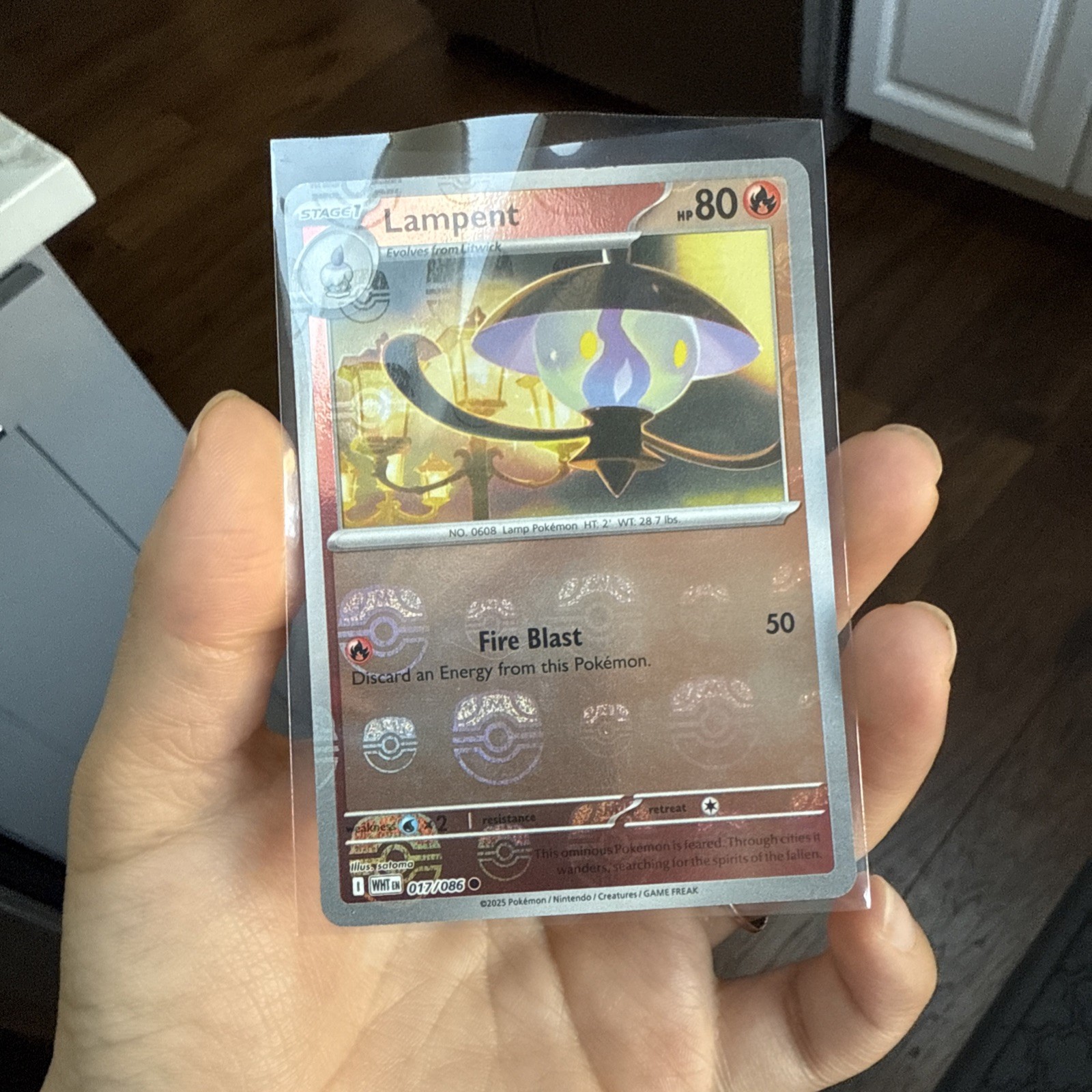 Lampent 017/086 White Flare - Master Ball Holo English Pokémon Card - NM/Mint