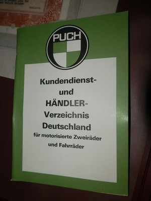 Puch Kundendienst und Händlerverzeichnis BRD ! Ideal zur Lost Place Suche !