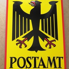 POSTAMT = Antikes Emailschild Bonn um 1955 Post Pakete Briefmarken Adler PERFEKT