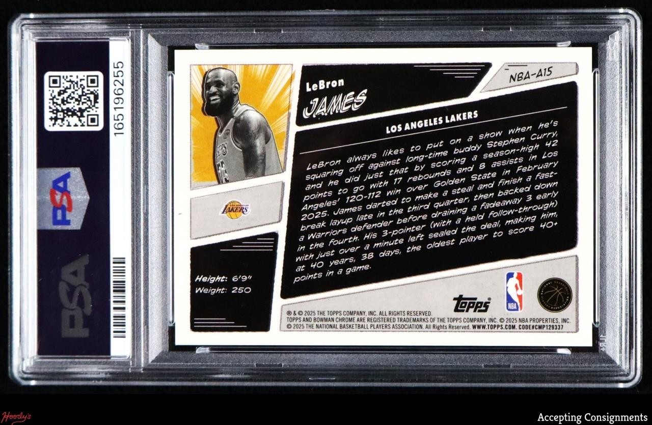 2025-26 Bowman Chrome Anime #NBAA15 LeBron James SP PSA 9 MINT LAKERS view 2