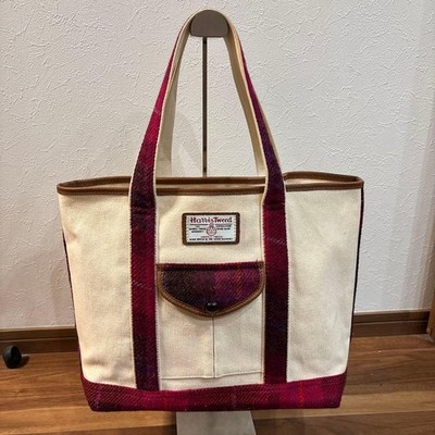 Harris Tweed Canvas Tote Shoulder Bag Beige HT0726106