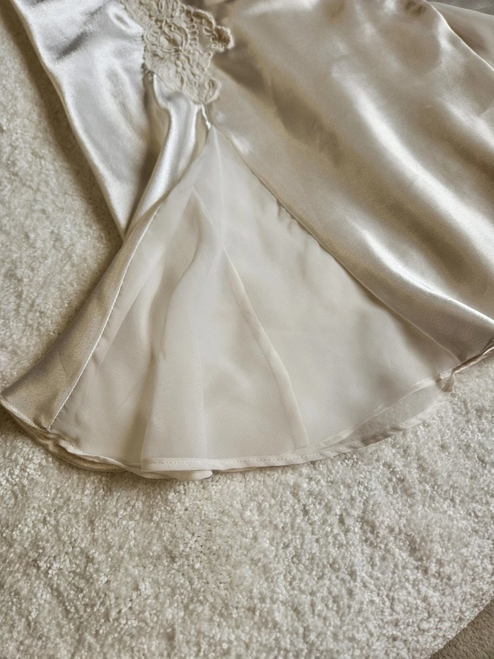 Victoria Secret женщин слоновой кости блестки кружева аппликация атласное свадебное ночное платье Sz M - Изображение 4 из 4