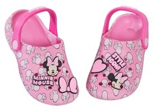 Disney Minnie Mouse Clogs Sandals + Charms badges Kids Sliders Indoor Shoes     