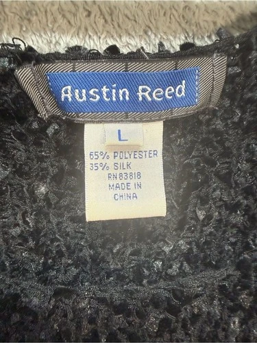 Austin Reed Black Popcorn Knit Silk Blend Sleeveless Top Tank Sweater image 2