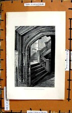 Original Old Antique Print Staircase Chapel Upper School Architecture